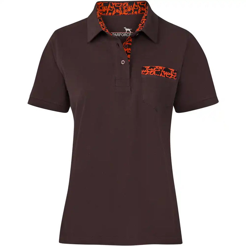 PARFORCE - Damen Poloshirt mit Waldtier-Detail Braun/Orange