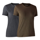 DEERHUNTER - Damen Basis T-Shirt im 2er Pack - Brown Leaf Melange